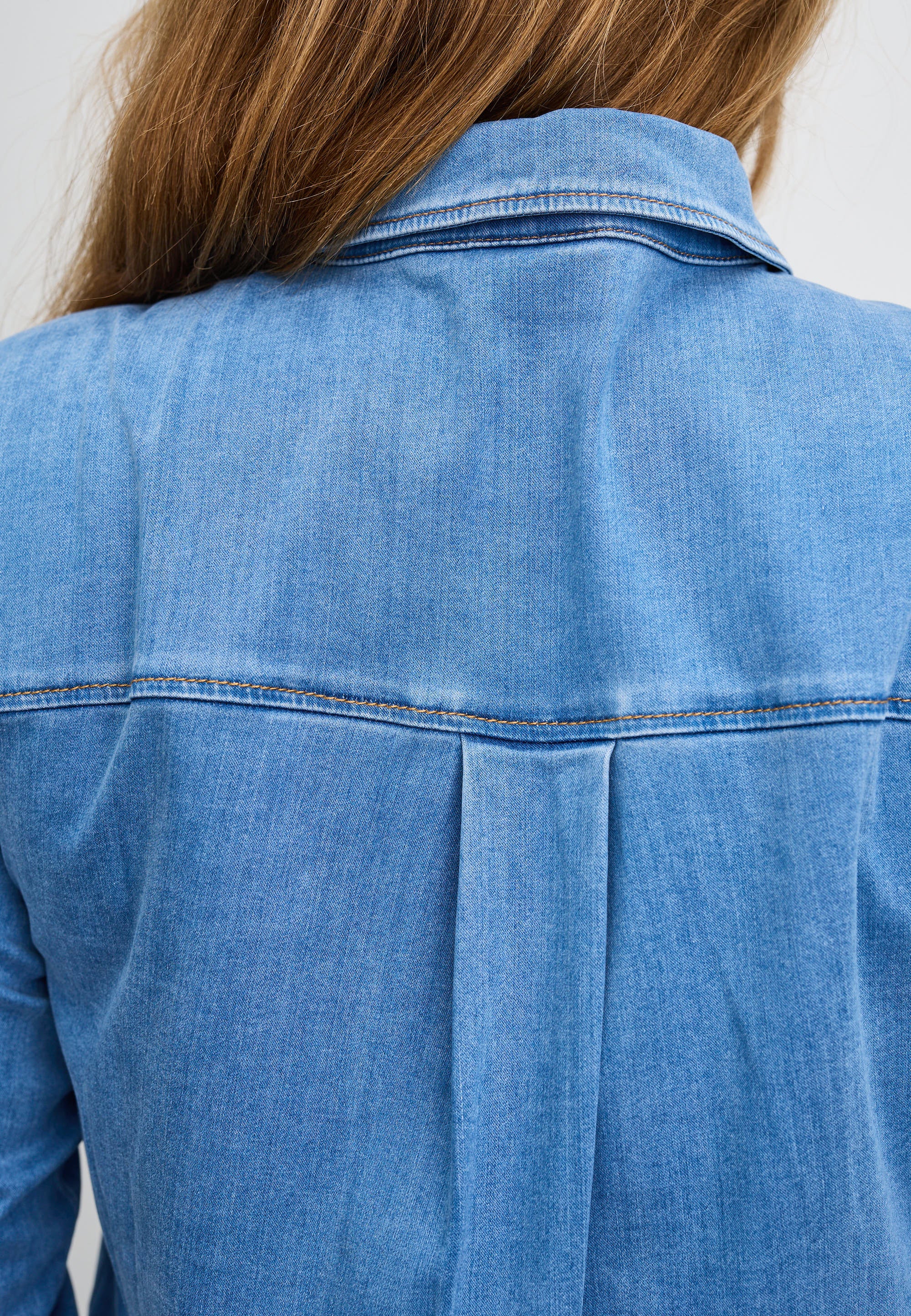 Vitta Denim Shirt - Long Sleeve - Washed Blue Denim - Image 9