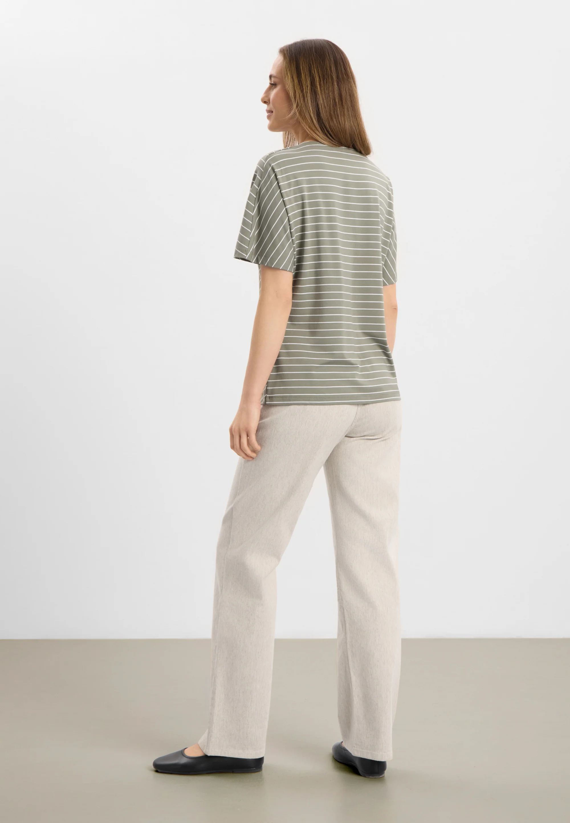 Ingrid Blouse SS - Khaki stripe - Image 3
