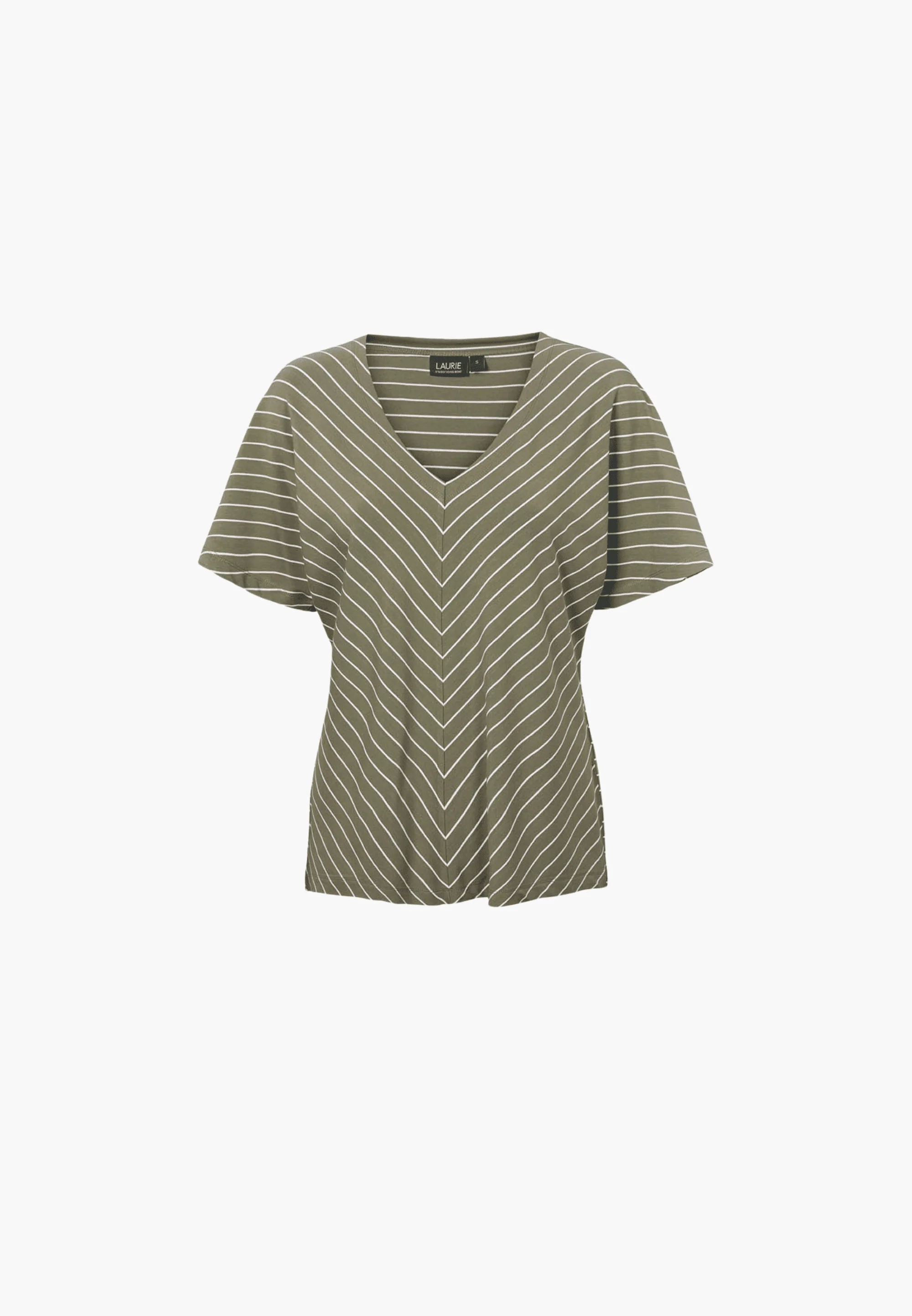 Ingrid Blouse SS - Khaki stripe - Image 4